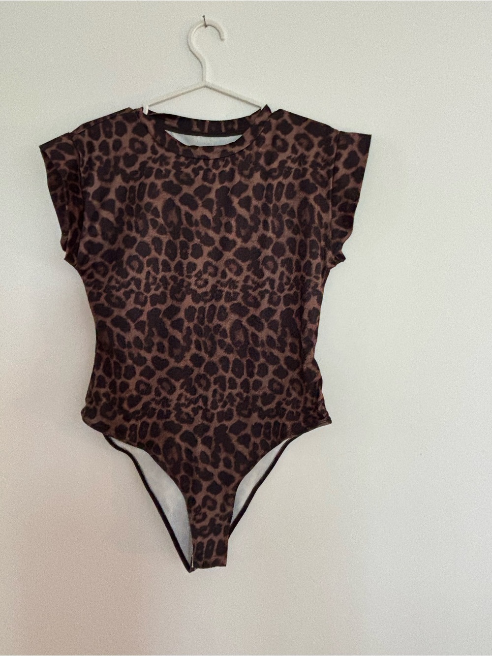Leopard Print Brown Women’s Short Sleeve Bodysuit